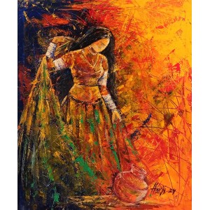 Harji Lal, 16 x 19, Acrylic On Canvas, Figurative Painting, AC-HAR-007